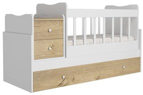 Białe/naturalne łóżeczko ze schowkiem 60x120 cm Sansa – Kalune Design