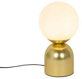 Lampa stołowa w stylu hotelowym złota z opalowym szkłem - Pallon TrendElegancki hotelowy Oswietlenie wewnetrzne