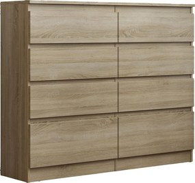 Komoda ADRIANO 120 cm do Salonu Sypialni 8 Szuflad Dąb sonoma