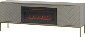Szafka RTV z kominkiem Aspen 02 cashmere/złoty 180 cm