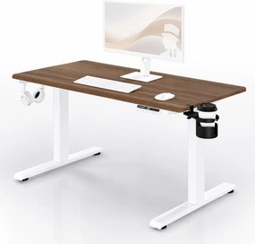 Biurko elektryczne z regulacją wysokości ergonomiczne białe/orzech,1200x600 mm: ARIA