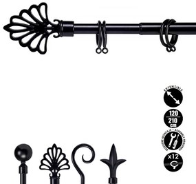 Czarny metalowy karnisz VALANCE PLUM 120-210 cm