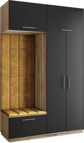 Masseno Garderoba REMA 150/240/60 cm Nowoczesna Szafa do Przedpokoju Dąb wotan, MONOLITH 48 (Żółty)