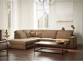 Jasnobrązowy narożnik z tkaniny szenilowej (lewostronny/w kształcie litery L) Kirou – Maison de Rêve