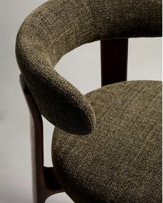 Zielony/w ciemnym naturalnym kolorze hoker z litego drewna jesionowego (wysokość siedziska 75 cm) Granite – Kave Home