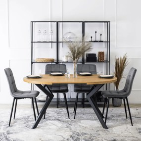 Stół Okrągły Rozkładany LUKAS 100-250 cm Dąb Złoty Nowoczesny Loft