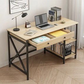 Biurko komputerowe – jasny dąb, klasyczny styl skandynawski, 120 cm