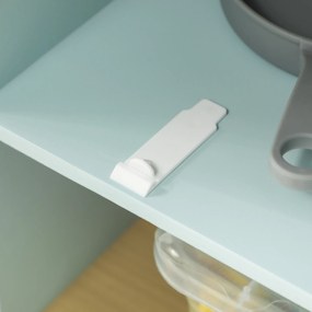 AIYAPLAY Zestaw kuchenny dla dzieci z mikrofalówką, kuchenką i piekarnikiem, akcesoria kuchenne, MDF, stal nierdzewna, Niebieski