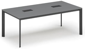 Stół konferencyjny PRIMO INVITATION, 200x100 cm, grafit + 2x port blatowy TYP VI, czarny