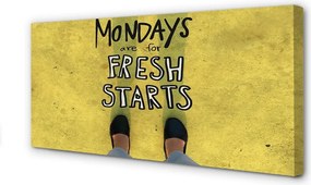 Obraz drukowany na płótnie Napis na Żółtym Tle