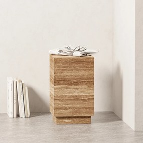 Stolik pomocniczy z trawertynu – orzech – Heron Tall