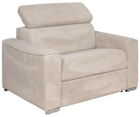 Fotel rozkładany typu express z beżowego sztruksu - Miejsce do spania 70 cm - Materac 14 cm - VIZIR