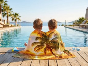 Ręcznik plażowy XX-large szybkoschnący SOLIVANA kolorowy 150 x 210 cm, 100% mikrofibra