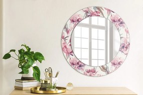 Lustro dekoracyjne okrągłe Piwonie kwiaty