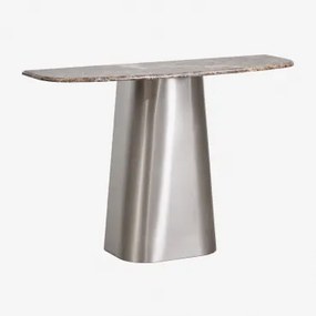 Konsola Do Przedpokoju 120x40 Cm Z Kamienia Naturalnego I Stali Nierdzewnej Moreila Brązowy Marmur Emperador - Sklum