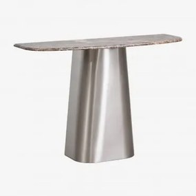 Konsola Do Przedpokoju 120x40 Cm Z Kamienia Naturalnego I Stali Nierdzewnej Moreila Brązowy Marmur - Sklum