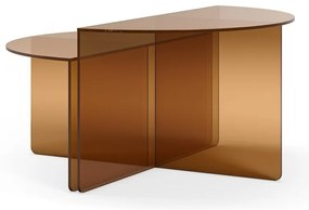 Brązowe szklane okrągłe stoliki zestaw 2 szt. ø 80 cm Velta – MOME