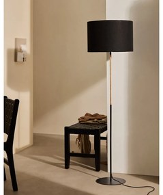 Czarna lampa stojąca z tekstylnym kloszem (wysokość 160 cm) Canar – Kave Home