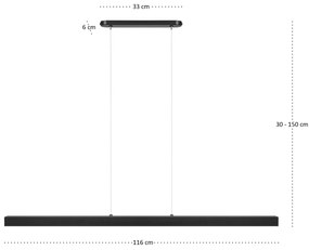Czarna lampa wisząca LED 116cm z metalu W116LED-4K-SCHWARZ wymienny LE