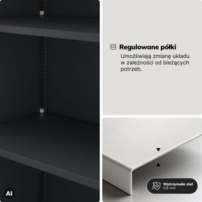 Szafa metalowa ze schowkiem antracytowo-czerwona, 900x1850x450 mm: TOMASZ