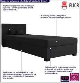 Ciemnoszary tapczan jednoosobowy z pojemnikiem Diksi - 5 rozmiarów