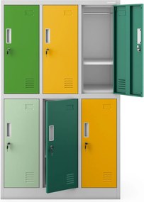 Kolorowa szatnia szkolna 6-skrytkowa Igorek 90x45x150 cm