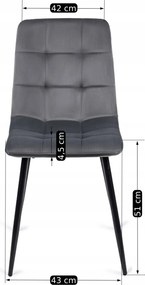 Zestaw Stół Kwadratowy Rozkładany MAX 80-160 cm Dąb Craft/Czarny i 6 Krzeseł PERU Szarych Welurowych