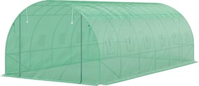 Outsunny Szklarnia typu Polytunnel z osłoną plastikową i stalową ramą, z rolowanymi drzwiami, Zielona