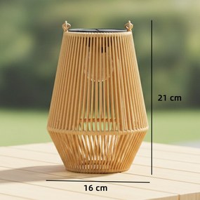 Outsunny Zestaw 2 Lamp Solarnych Rattanowych Wiszących IP44 Wodoodporne Lampy na Balkon i Taras Brązowe | Aosom PL