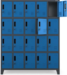 Szafa BHP 20-skrytkowa 136x45x172 cm Robert, antracyt/niebieski