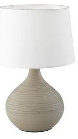 Biało-brązowa lampa stołowa z ceramiki i tkaniny Trio Martin, wys. 29 cm