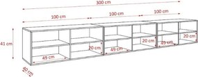 Szafka RTV wisząca CAVA 300 cm do Salonu pod Telewizor - Czarny
