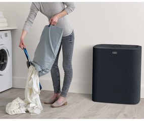 Antracytowy tekstylny kosz na pranie 3x30 l Tota Trio – Joseph Joseph