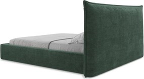 Zielone tapicerowane łóżko dwuosobowe ze schowkiem ze stelażem 180x200 cm Esala – Makamii