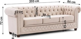 Beżowa aksamitna rozkładana sofa 203 cm York Blik – Ropez