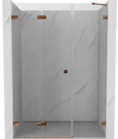 Mexen Lunar-F drzwi prysznicowe składane lewe 150 cm, transparent, różowe złoto - 836S-150-050-60-00-L