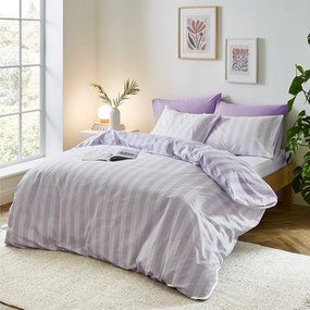Biało-lawendowa pościel dwuosobowa 230x220 cm Stripe Tease – Sassy B