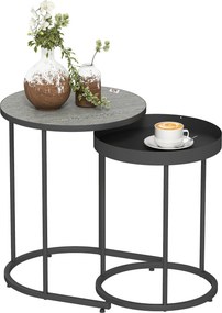 HOMCOM Zestaw 2 stolików do salonu, wsuwane, design tacki, metal, szary