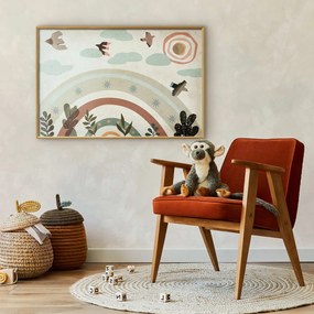 Plakat Tęcza i ptaki 90x60 cm z ramą złotą bez marginesu ARTGEIST B