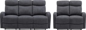 Kanapa 3+2 z funkcją relax z szarej tkaniny EVELYN