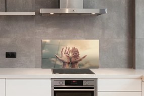 Szklany Panel Ręce Wzniesione ku Niebu