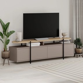 Szarobeżowa szafka pod TV w dekorze dębu 160x48 cm Hinoa – Marckeric