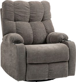 HOMCOM Fotel Relaksacyjny z Podnóżkiem, Leżak, Obrotowy, do 150 kg, Konstrukcja Stalowa, 88x96x108cm, Jasnobrązowy