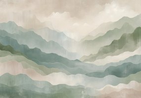 Fototapeta - Sylwetki zielonych gór (196x136 cm)