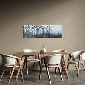 Obraz - Bambus na ścianie (z zegarem) (90x30 cm)