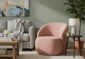 Fotel Cocon do salonu i sypialni z miękkim siedziskiem i designerską tkaniną bouclé