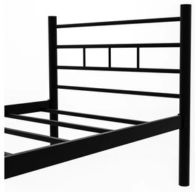 Czarne metalowe łóżko jednoosobowe ze stelażem 90x200 cm K70 – Kalune Design