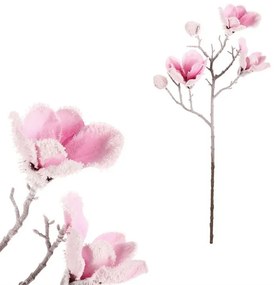Zestaw sztucznych ciętych magnolii, 2 sztuki,różowe z delikatnym czerwonem, 65 cm