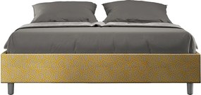 Łóżko wyposażone w stelaż z listwami tapicerowane 160x210 tkaniny Era 06 Żółty Azelia