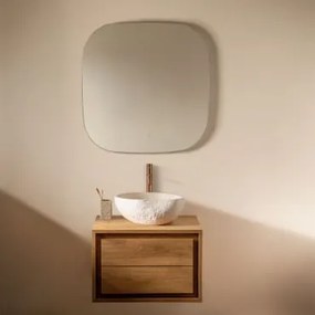 Zestaw Mebli Łazienkowych Z Drewna Tekowego Jabari Drewno Tekowe & Nieregularna Z Biały Cementu ↔︎40 Cm Fedro - Sklum